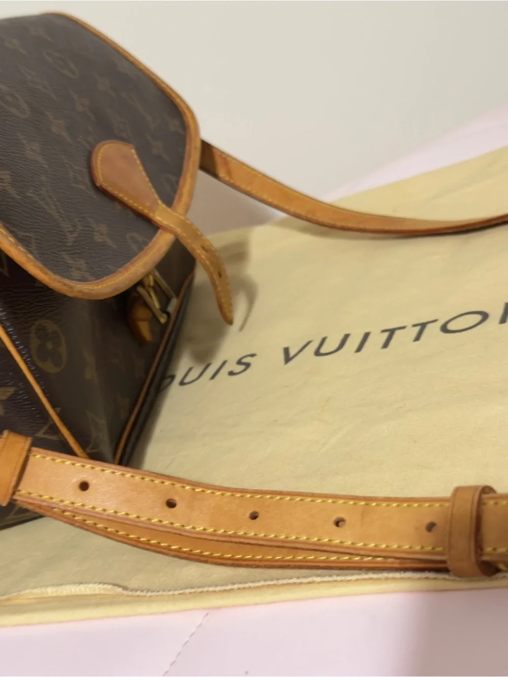Louis Vuitton Monogram Canvas Messenger Bag in Brown and Tan